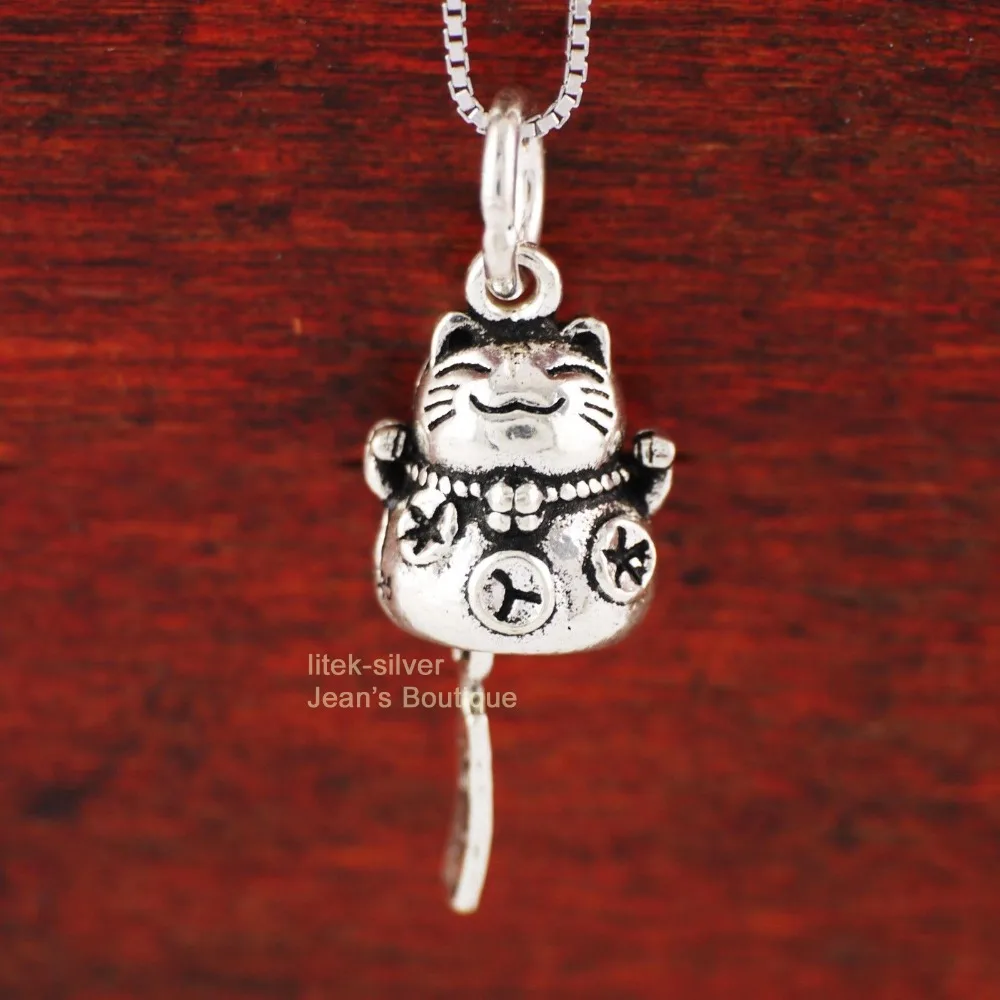 925 Solid Sterling Silver Lucky Fortune Cat Maneki-neko Pendant Charm - small size A2063
925 Solid Sterling Silver Lucky Fortune Cat Maneki-neko Pendant Charm - small size A2063