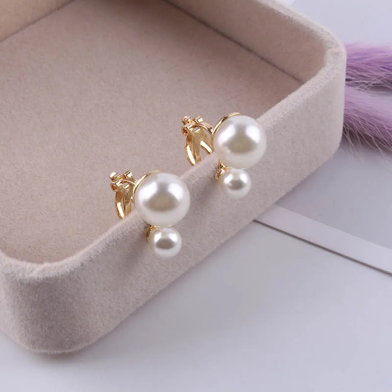 

JIOFREE Simulated Pearl Statement Clip on Earrings Women Wedding Party no pierced Earrings Maxi Jewelry Love Christmas Gift