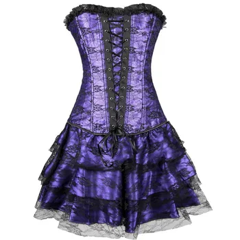 Purple Floral Pattern Lace Up Victorian Corsets And Bustiers Gothic Dresses Espartilhos E Corpetes Sexy Corset Tutu Dress Women 
Purple Floral Pattern Lace Up Victorian Corsets And Bustiers Gothic Dresses Espartilhos E Corpetes Sexy Corset Tutu Dress Women