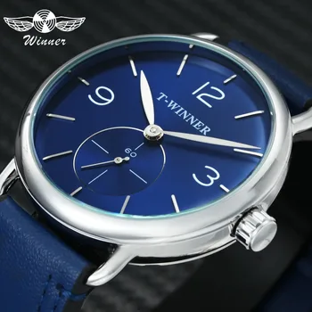 WINNER Fashion Blue Men Mechanical Watch Genuine Leather Strap Small Sub-dial Display Top Brand Luxury Hand-wind Wristwatch 2018
WINNER Fashion Blue Men Mechanical Watch Genuine Leather Strap Small Sub-dial Display Top Brand Luxury Hand-wind Wristwatch 2018