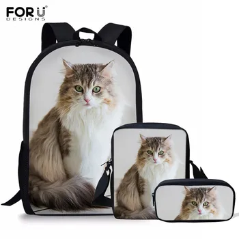 FORUDESIGNS Domestic Long-haired Cat 3Pcs/Set School Backpack Kids Teenager Girls Student Orthopedics Rucksack Bookbag Mochilas
FORUDESIGNS Domestic Long-haired Cat 3Pcs/Set School Backpack Kids Teenager Girls Student Orthopedics Rucksack Bookbag Mochilas
