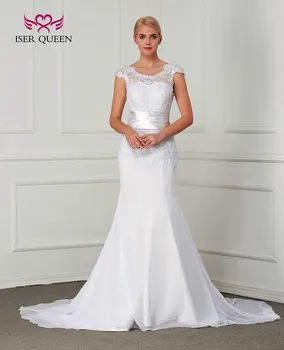 Elegant Backless Chiffon Mermaid Wedding Dresses With Flower Back Slim Sashes Short Sleeve Europe Simple White Wedding Dress New
Elegant Backless Chiffon Mermaid Wedding Dresses With Flower Back Slim Sashes Short Sleeve Europe Simple White Wedding Dress New