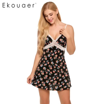 Ekouaer Women Print Flowers Nightgown Sexy Sleeveless Lace Patchwork V Neck Nightwear Spaghetti Straps Backless Dress Sleepwear
Ekouaer Women Print Flowers Nightgown Sexy Sleeveless Lace Patchwork V Neck Nightwear Spaghetti Straps Backless Dress Sleepwear
