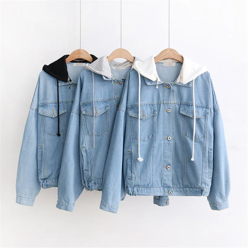 Women Hooded Coat Loose Autumn High Quality Denim Loose Jacket Long-Sleeve Single Breasted Patchwork Mujer Wild Jacket MZ2982
Women Hooded Coat Loose Autumn High Quality Denim Loose Jacket Long-Sleeve Single Breasted Patchwork Mujer Wild Jacket MZ2982