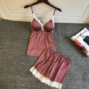 Herislim Women's Pajamas 2Pcs Silk Pajama Set Sexy Lace Patchwork Cami And Shorts Pijamas Sleepwear Summer Pijamas Home Clothes
Herislim Women's Pajamas 2Pcs Silk Pajama Set Sexy Lace Patchwork Cami And Shorts Pijamas Sleepwear Summer Pijamas Home Clothes