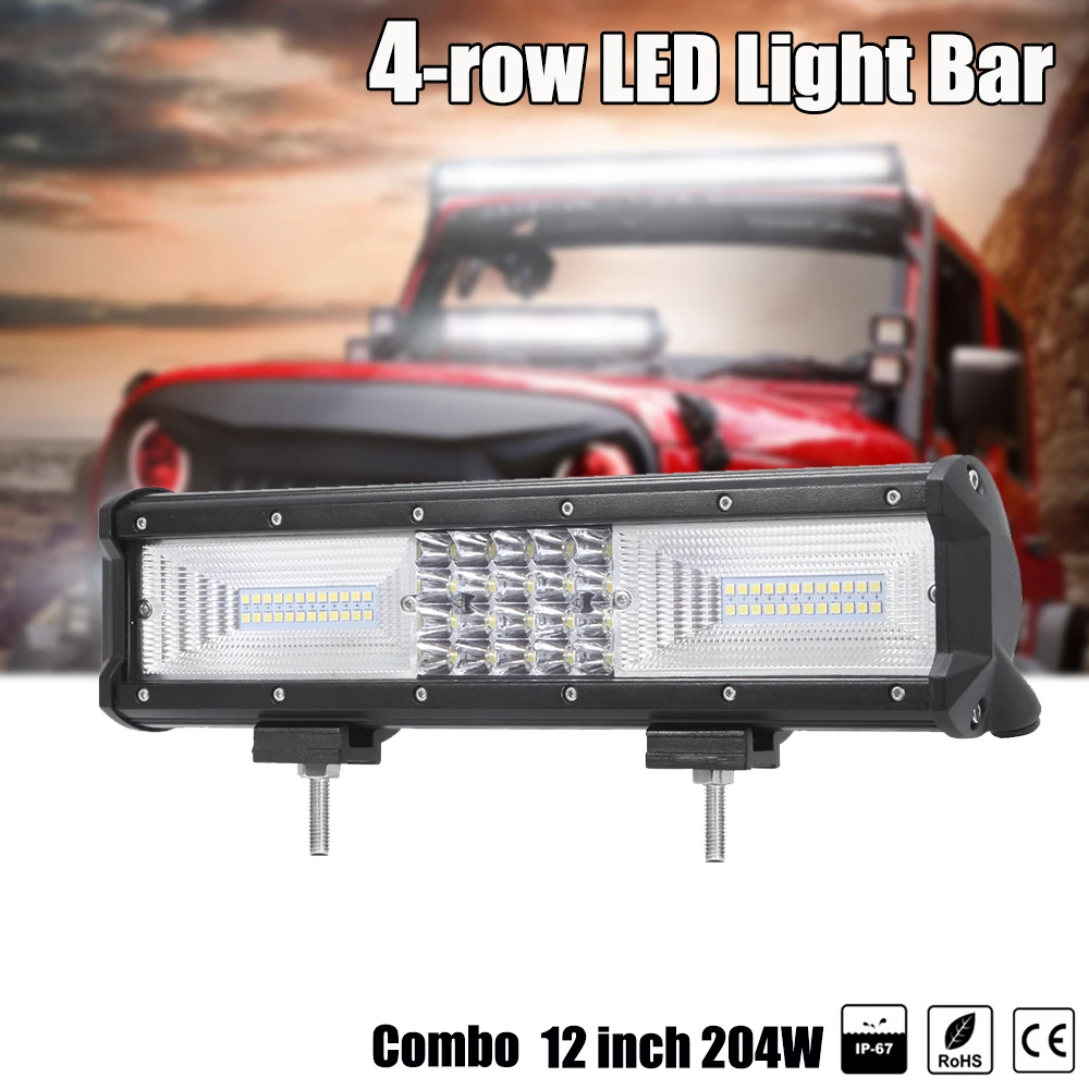 12" inch 204W QUAD-ROW car led work light 12v UTV ATV waterproof high power off road LED light bar 4x4
12" inch 204W QUAD-ROW car led work light 12v UTV ATV waterproof high power off road LED light bar 4x4