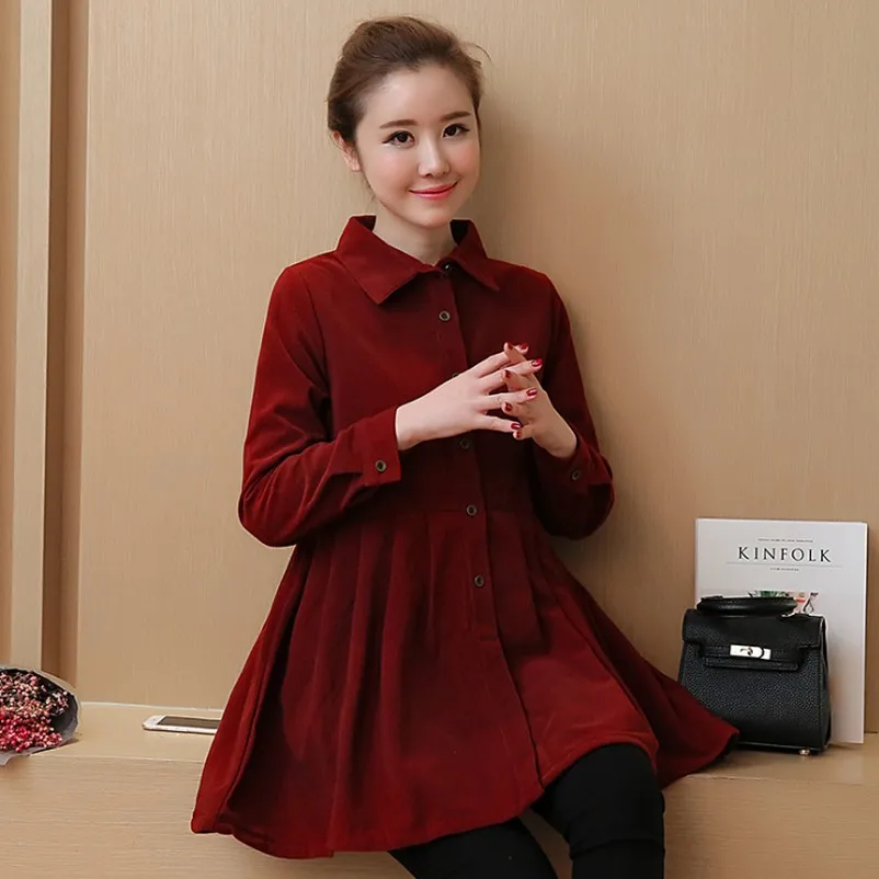 Fashion Pleated Waist Button Nursing Corduroy Maternity Blouses Spring Autumn Pregnancy Tunic Tops Clothes For Pregnant Women
Fashion Pleated Waist Button Nursing Corduroy Maternity Blouses Spring Autumn Pregnancy Tunic Tops Clothes For Pregnant Women