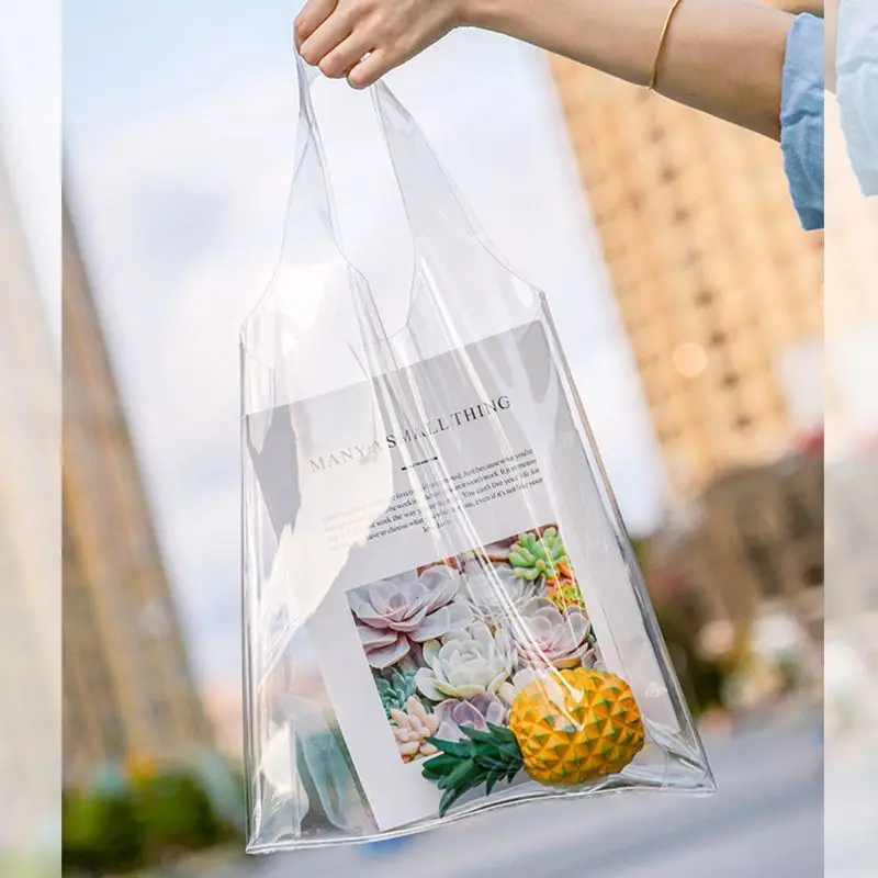 Lady PVC Clear Shopping Bag Fashion Jelly Tote Handle Bag Handbag Female Multifunction Summer Beach Bag For Women Large Capacity
Lady PVC Clear Shopping Bag Fashion Jelly Tote Handle Bag Handbag Female Multifunction Summer Beach Bag For Women Large Capacity