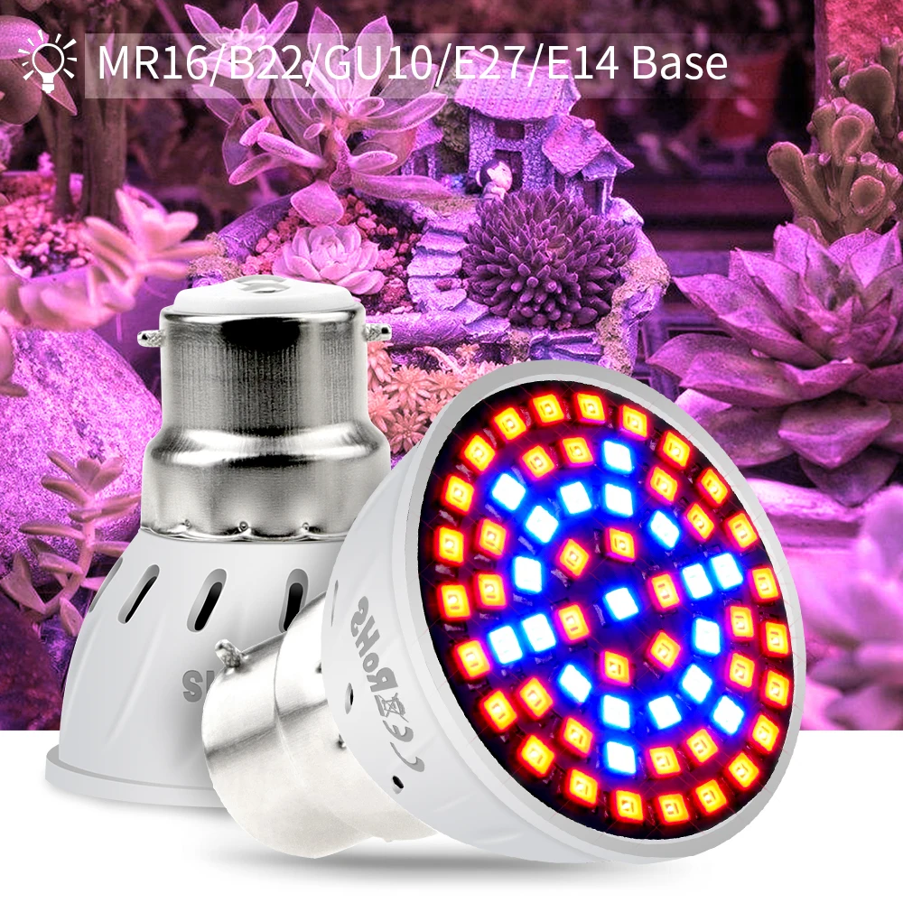 

E14 LED 220V Plant Bulbs E27 Grow Light MR16 Full Spectrum LED Phyto Lamp GU10 Lampada Led Piante GU5.3 Lights For Indoor Plants