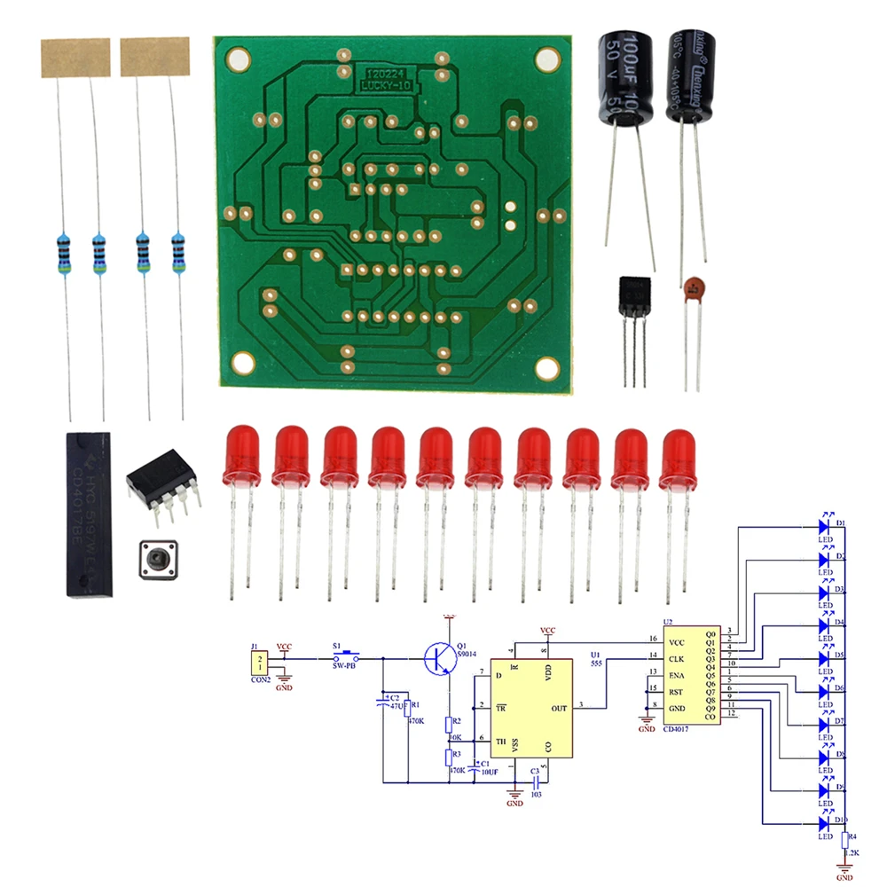 Round Lucky Rotary Kit CD4017 NE555 Interesting DIY Kit Electronic Production for Learning Kit
Round Lucky Rotary Kit CD4017 NE555 Interesting DIY Kit Electronic Production for Learning Kit