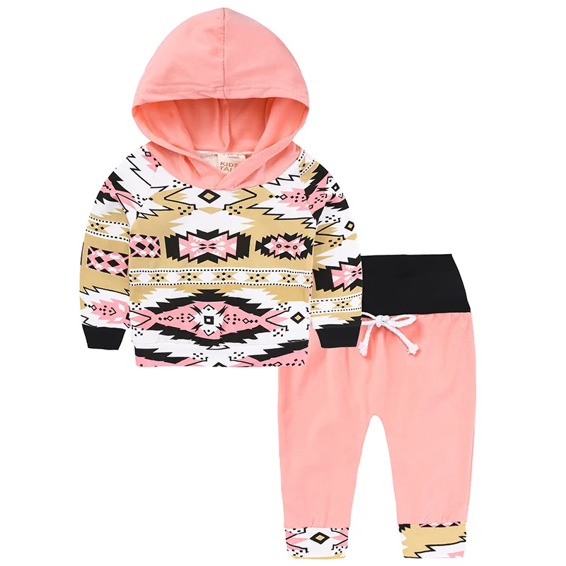 2pcs 2017 New autumn baby girl Boys clothes set Newborn Baby Boy Girl Warm Hooded Coat Tops+Pants Outfits Sets (1)