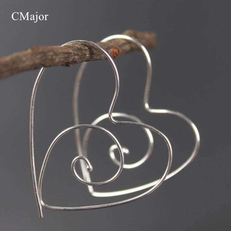CMajor 925 pure silver big hoop heart shape handmade minimalist fashion modern earrings
CMajor 925 pure silver big hoop heart shape handmade minimalist fashion modern earrings