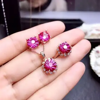 Natural pink Fireworks topaz Ring Pendant Earrings Natural Gemstone Jewelry Set 925 Silver Lovely round Women party gift jewelry
Natural pink Fireworks topaz Ring Pendant Earrings Natural Gemstone Jewelry Set 925 Silver Lovely round Women party gift jewelry