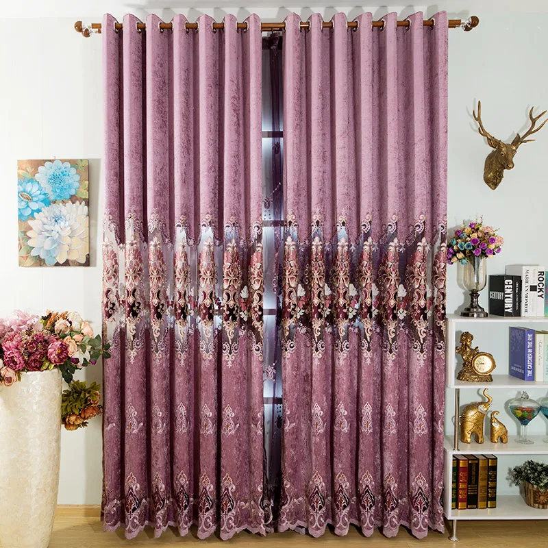 European Damask Curtains For Living Room Luxury Jacquard