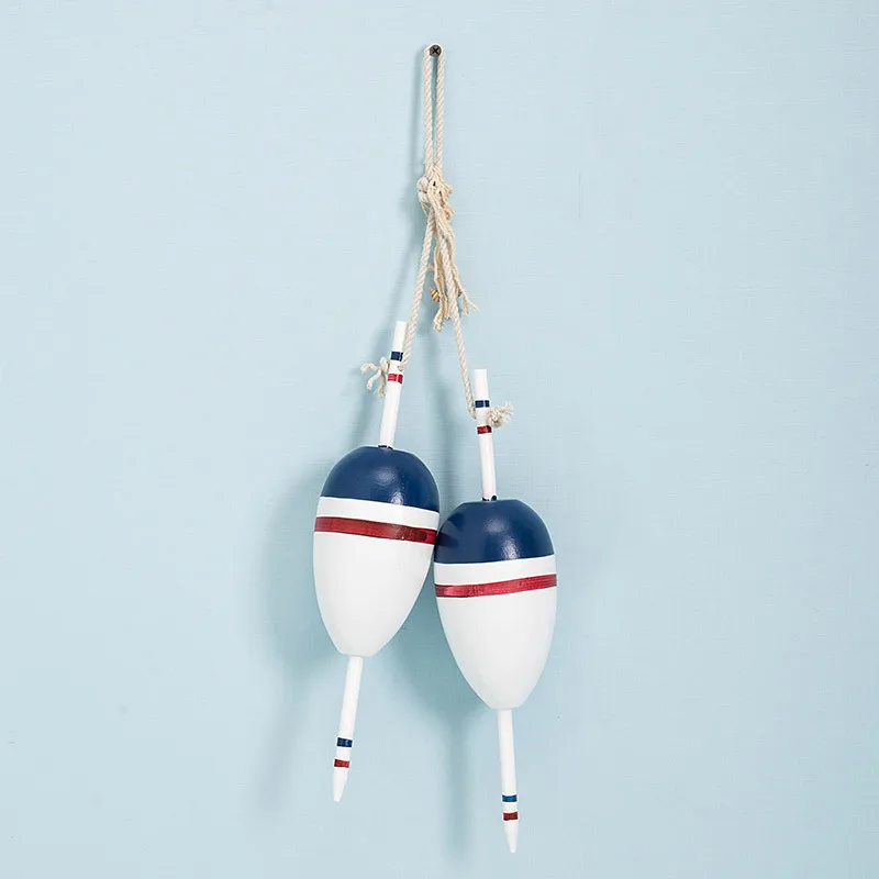 Waliicorners 2pcs marine solid wood float pendant pair background wall fishing net hanging fish float creative Mediterranean decorative wall 19 HTB1mHMIaL1H3KVjSZFBq6zSMXXaD