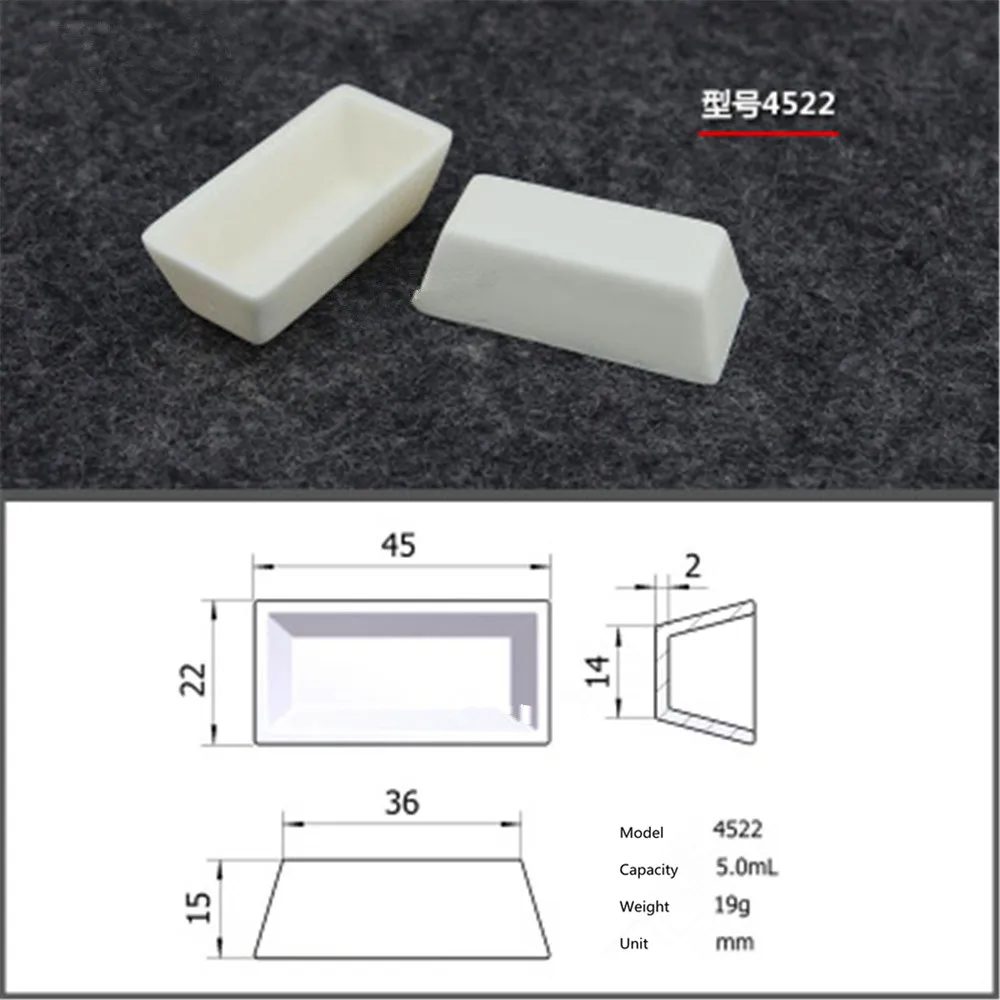 99.5% Square corundum crucible /5ml 4522/ Temperature 1600 degrees / Sintered ceramic crucible
99.5% Square corundum crucible /5ml 4522/ Temperature 1600 degrees / Sintered ceramic crucible