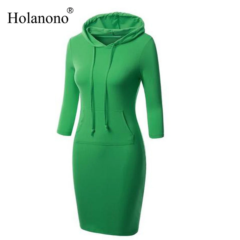 Holanono Sweatshirt Dress Women's 3/4 Sleeve Knee Length Hooded Hoodie Dress with Kangaroo Pocket Drawstring
Holanono Sweatshirt Dress Women's 3/4 Sleeve Knee Length Hooded Hoodie Dress with Kangaroo Pocket Drawstring