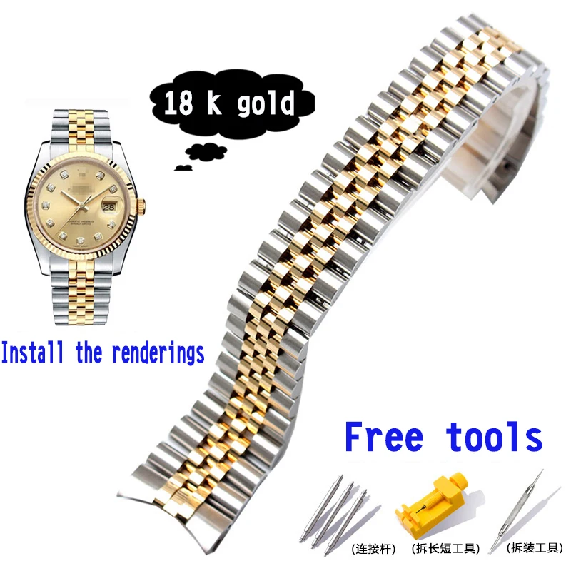 Women12mm Male20mm 18K Stainless Steel Jubilee Silver TwoTone Gold Wrist Watch Band Strap Bracelet Solid Screw Links Curved End
Women12mm Male20mm 18K Stainless Steel Jubilee Silver TwoTone Gold Wrist Watch Band Strap Bracelet Solid Screw Links Curved End