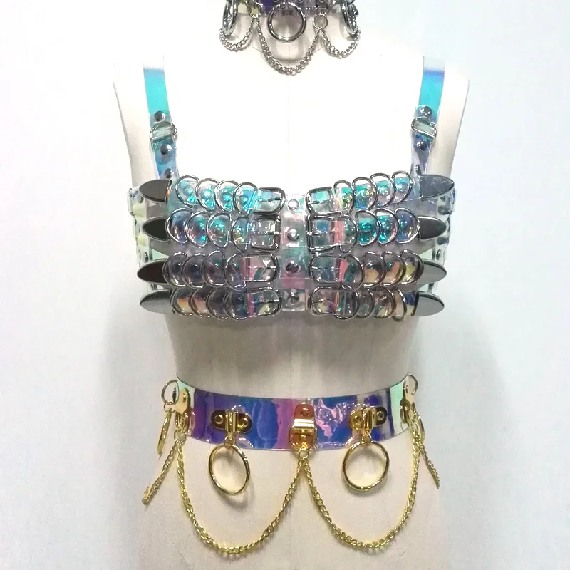 100% Handcrafted Holographic PVC Choker Chain Heavy Duty Bra Crop Top PUNK Bondage Laser Rainbow Waist Belt Chains Metal
100% Handcrafted Holographic PVC Choker Chain Heavy Duty Bra Crop Top PUNK Bondage Laser Rainbow Waist Belt Chains Metal