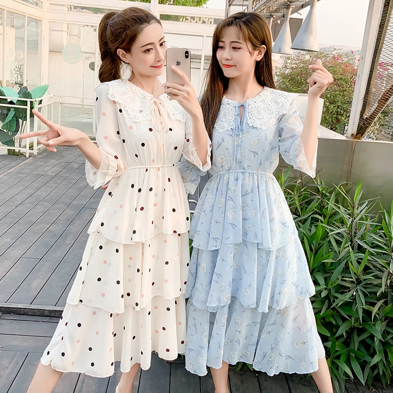 Dress Women Layers Riffles A-line Chiffon Dresses 2009 Summer New Korean Peter Pan Collar Point Girls Floral Cake Maxi Dress
Dress Women Layers Riffles A-line Chiffon Dresses 2009 Summer New Korean Peter Pan Collar Point Girls Floral Cake Maxi Dress
