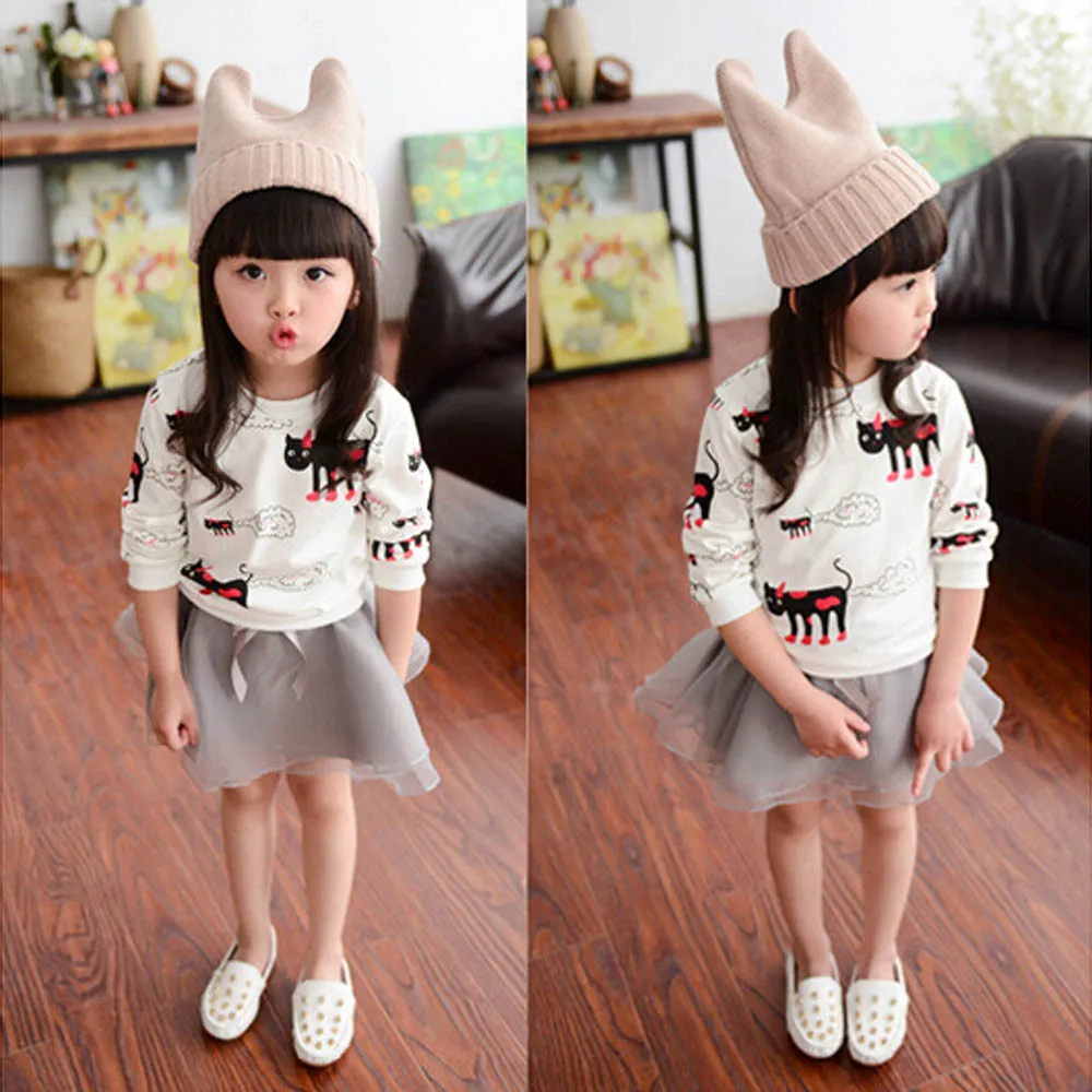 Toddler Kids Baby Girls Printing Long Sleeve Warm Pullover Tops T-Shirt Blouses
