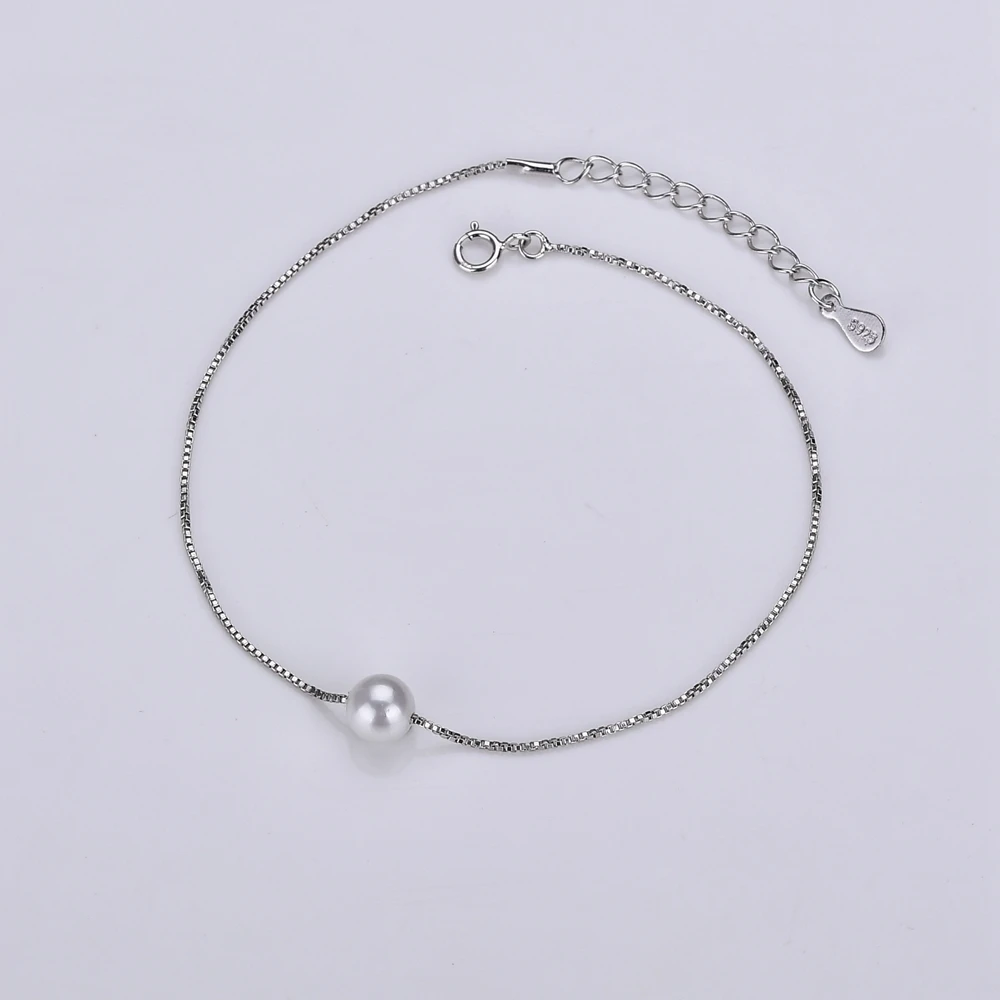 

2018 New Japan&Korean Office Lady Simple Style 925 Sterling Silver White Created Pearl Anklet For Women Girl Fashion Jewellery