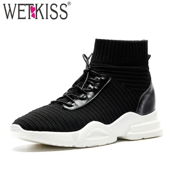 WETKISS Stretch Women Sock Boot Round Toe Footwear Leather Female Boot Lace Up Casual Platform Autumn Shoes Woman 2018 Black
WETKISS Stretch Women Sock Boot Round Toe Footwear Leather Female Boot Lace Up Casual Platform Autumn Shoes Woman 2018 Black