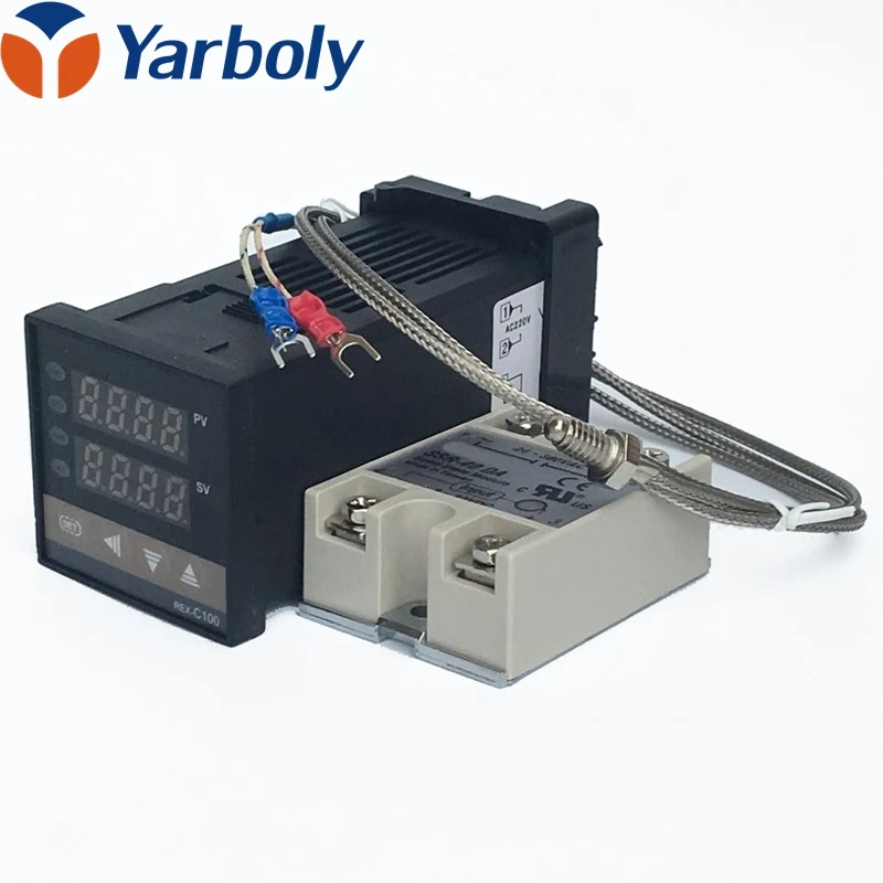 Digital PID Temperature Controller Thermostat REX-C100 + Max.40A SSR Relay + K Thermocouple Probe High Quality
Digital PID Temperature Controller Thermostat REX-C100 + Max.40A SSR Relay + K Thermocouple Probe High Quality