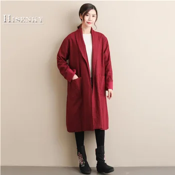 Hisenky 2019 Women's Autumn Trench Coat Long Sleeve Retro Chinese Windbreaker Long Cardigan Ethnic Linen Female Overcoat 3 color
Hisenky 2019 Women's Autumn Trench Coat Long Sleeve Retro Chinese Windbreaker Long Cardigan Ethnic Linen Female Overcoat 3 color