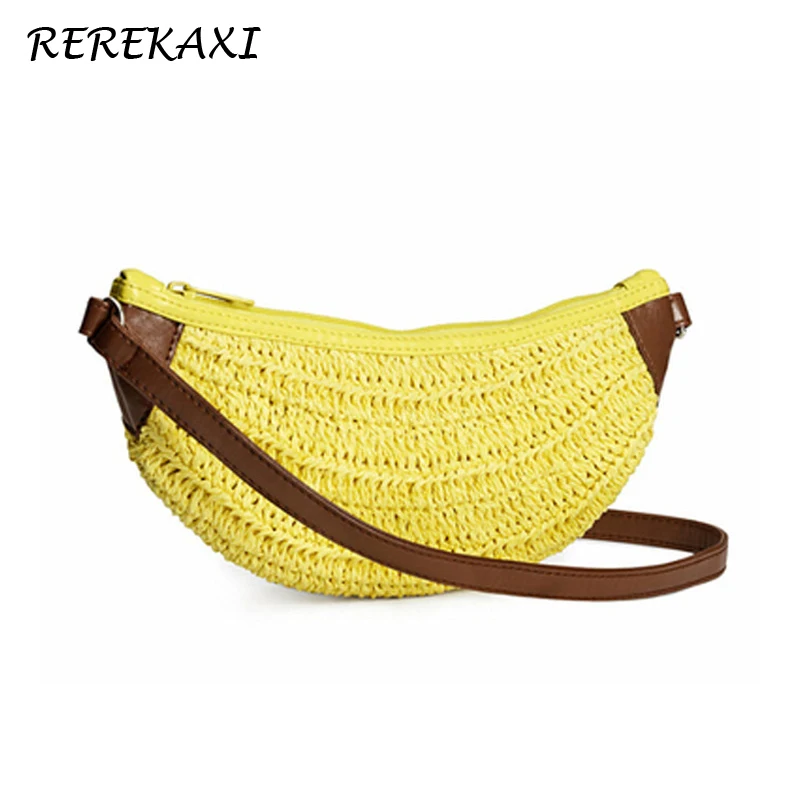REREKAXI Woven Women Shoulder Bag Female Small Messenger Crossbody Bags Yellow Banana Summer Beach Bag Handmade Straw Bags
REREKAXI Woven Women Shoulder Bag Female Small Messenger Crossbody Bags Yellow Banana Summer Beach Bag Handmade Straw Bags