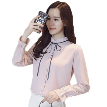 Women 2018 Spring Autumn Bow Stand Collar Chiffon Blouse Female Flare Sleeve Casual Button Shirts Elegant Office Tops O152
Women 2018 Spring Autumn Bow Stand Collar Chiffon Blouse Female Flare Sleeve Casual Button Shirts Elegant Office Tops O152