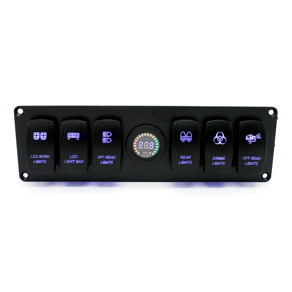 12V Car Rocker Switch Blue LED light Switches Panel With Digital Voltmeter 5V-15V RV Yacht Marine Boat Bus Truck Accessory
12V Car Rocker Switch Blue LED light Switches Panel With Digital Voltmeter 5V-15V RV Yacht Marine Boat Bus Truck Accessory