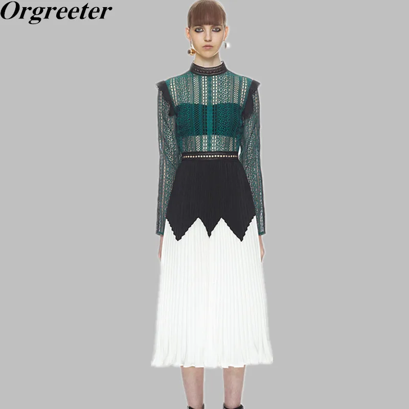 S-XL Self Portrait Dress 2018 Elegant Women See Though Long Sleeve Pleated Lace Chiffon Autumn Dress Green White Long Midi Dress
S-XL Self Portrait Dress 2018 Elegant Women See Though Long Sleeve Pleated Lace Chiffon Autumn Dress Green White Long Midi Dress