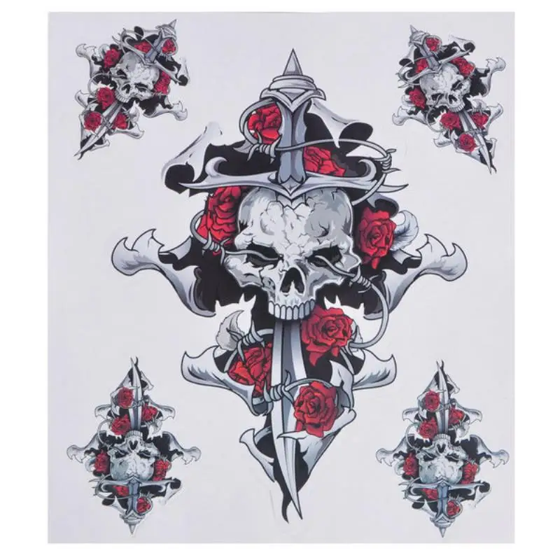 1 pcs Red Rose Skull Self-adhesive Sticker Decal for Motorcycle Motorbike Stickers