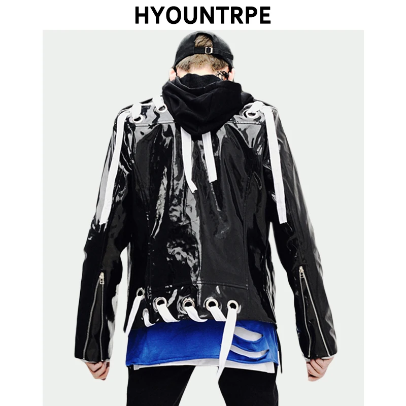 Mens Motorcycle Jacket Lace Up Shiny Pu Leather Full Zipper Turn Down Collar Bomber Jackets New Casual Streetwear Coat for Men
Mens Motorcycle Jacket Lace Up Shiny Pu Leather Full Zipper Turn Down Collar Bomber Jackets New Casual Streetwear Coat for Men