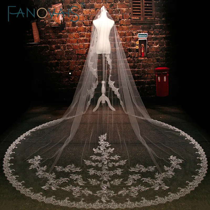 Popular Tulle Cathedral Wedding Veil One-layer Sequins Beaded Lace Appliques Edge Bridal Veil voile de mariee
Popular Tulle Cathedral Wedding Veil One-layer Sequins Beaded Lace Appliques Edge Bridal Veil voile de mariee
