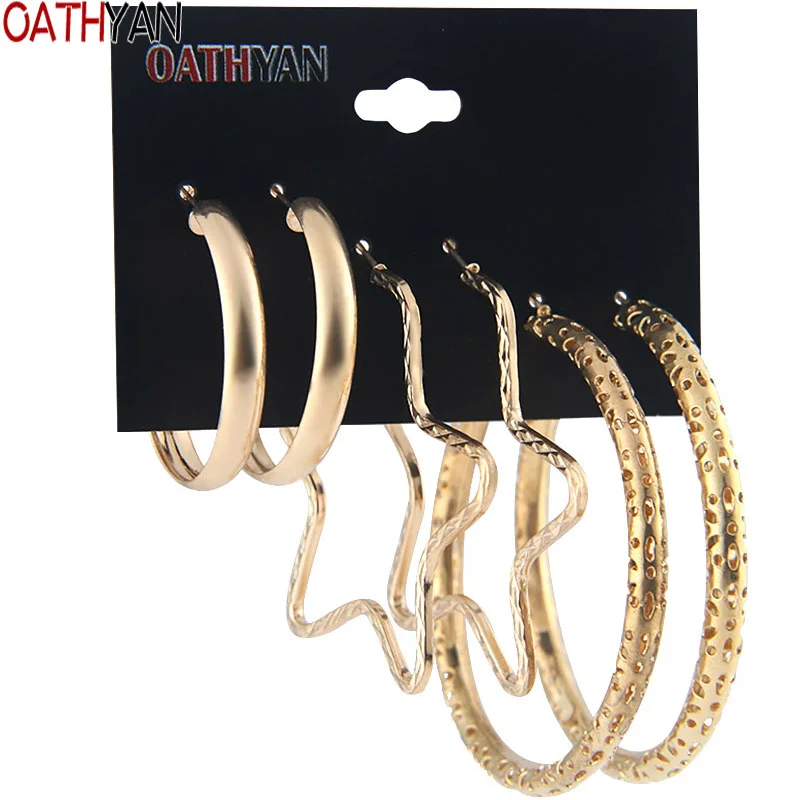 OATHYAN 3 Pairs/Set Punk Style Big Hollow Round Hoop Earrings Sets Female Star Pentagram Oversize Circle Earring For Women Gift
OATHYAN 3 Pairs/Set Punk Style Big Hollow Round Hoop Earrings Sets Female Star Pentagram Oversize Circle Earring For Women Gift