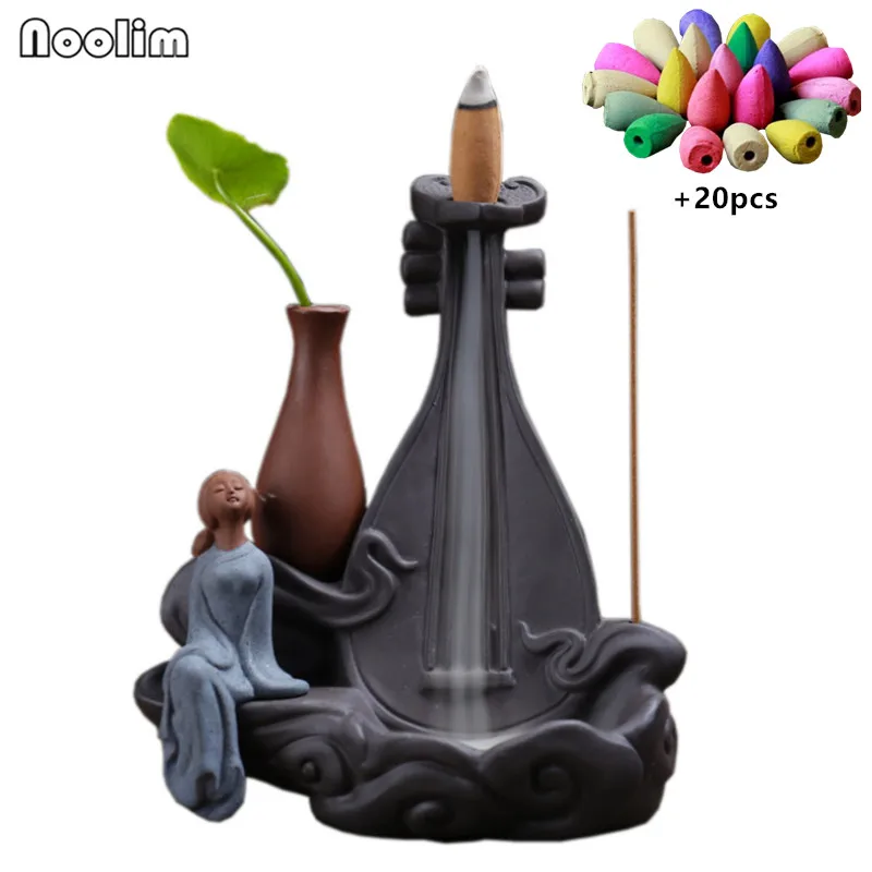 Purple Clay Zither Lady Backflow Incense Burner Aromatherapy Furnace Incense Stick Holder Incense Waterfall + 20pcs Free Cones
Purple Clay Zither Lady Backflow Incense Burner Aromatherapy Furnace Incense Stick Holder Incense Waterfall + 20pcs Free Cones