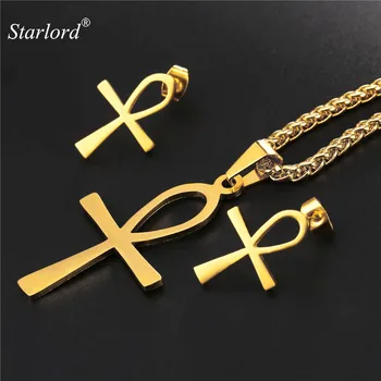 Ankh/Crux Ansata Cross Key of the Nile Necklace&Stud Earrings Stainless Steel/Gold Color Egyptian Symbol Jewelry Set GPE2124
Ankh/Crux Ansata Cross Key of the Nile Necklace&Stud Earrings Stainless Steel/Gold Color Egyptian Symbol Jewelry Set GPE2124