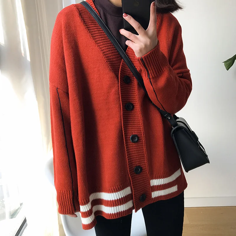 Korean Institute Wind Hit Color Stripe Sweater Cardigans Women Autumn Casual Long Sleeve Loose Sweaters Coats Female Jumpers
Korean Institute Wind Hit Color Stripe Sweater Cardigans Women Autumn Casual Long Sleeve Loose Sweaters Coats Female Jumpers