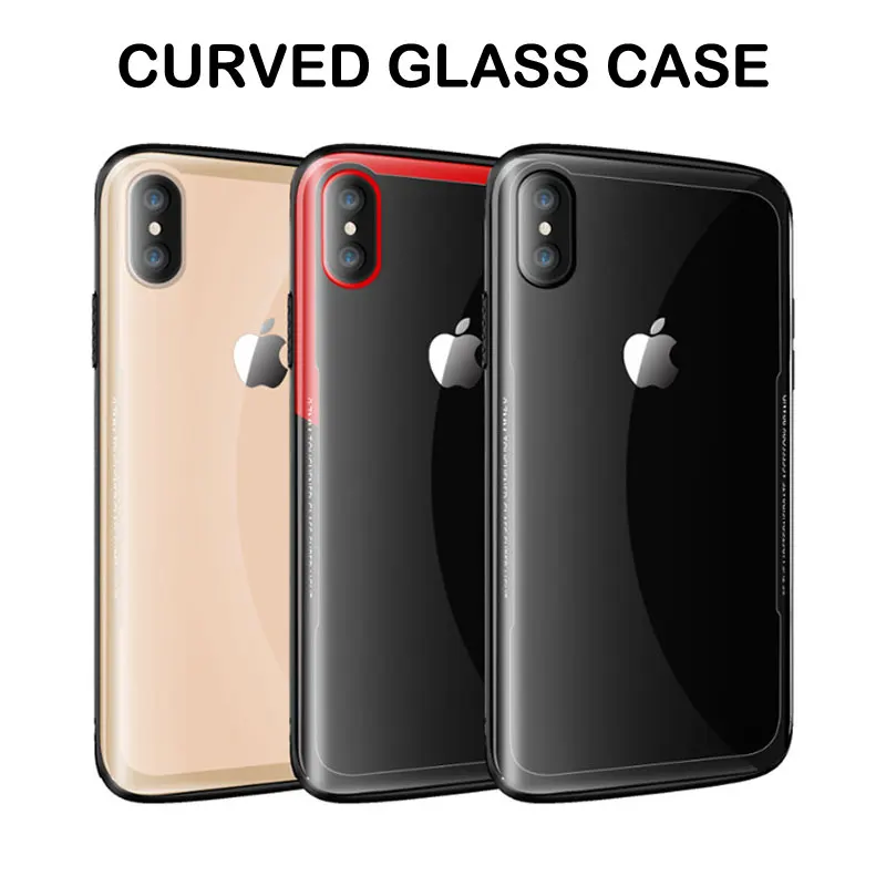 Curved Glass Phone Case For iPhone XS Tmepered Glass Cases For iPhone XS Max XR Luxury Case Silicone shockproof Transparent
Curved Glass Phone Case For iPhone XS Tmepered Glass Cases For iPhone XS Max XR Luxury Case Silicone shockproof Transparent