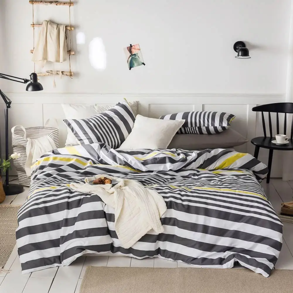 2019 Grey White Stripes Brief Bed Cover Duvet Cover Set Cotton Bedding Set Bedlinens Twin Queen King Flat Sheet Fitted Sheet
2019 Grey White Stripes Brief Bed Cover Duvet Cover Set Cotton Bedding Set Bedlinens Twin Queen King Flat Sheet Fitted Sheet