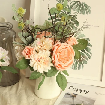 Artificial Flower Dahlia Peony With Silk Ribbon Bridal Buoquet Wedding Home Party Decorative 4 Colours 5pcs
Artificial Flower Dahlia Peony With Silk Ribbon Bridal Buoquet Wedding Home Party Decorative 4 Colours 5pcs