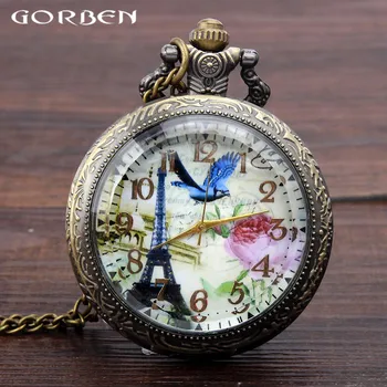 Vintage Eiffel Tower And Love Bird Flower Hollow Quartz Pocket Watches Women Mens Carved Cute Stationary Pendant Clock Gift
Vintage Eiffel Tower And Love Bird Flower Hollow Quartz Pocket Watches Women Mens Carved Cute Stationary Pendant Clock Gift