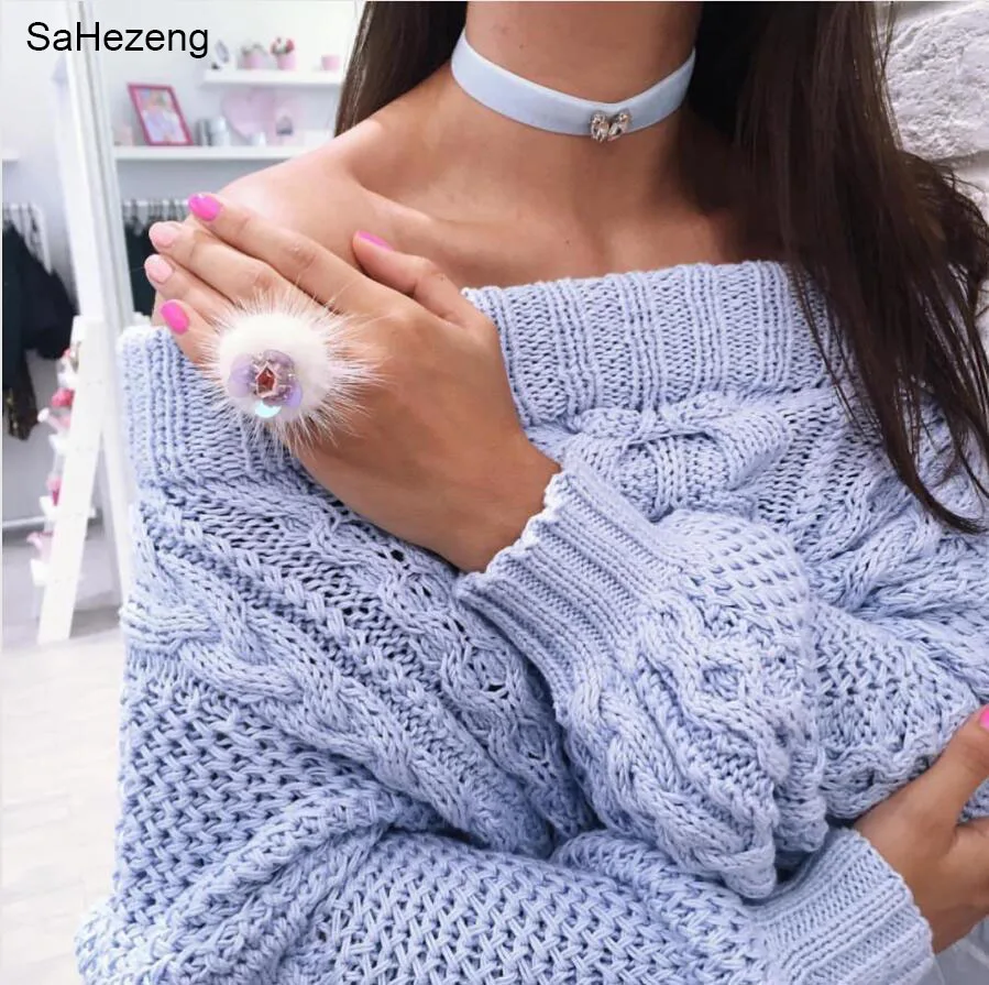 Sahezeng 2017 осень-зима Для женщин свитер модные пикантные Повседневный пуловер Топы