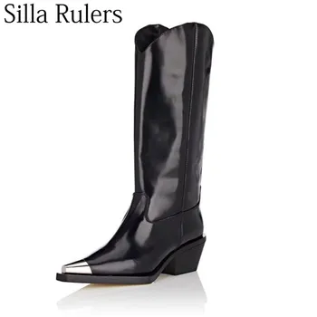 Silla Rulers 2018 Metal Head Ladies Genuine Leather Knee High Boots Fashion Square Heel Martin Boots Woman Slip On Chelsea Boots
Silla Rulers 2018 Metal Head Ladies Genuine Leather Knee High Boots Fashion Square Heel Martin Boots Woman Slip On Chelsea Boots