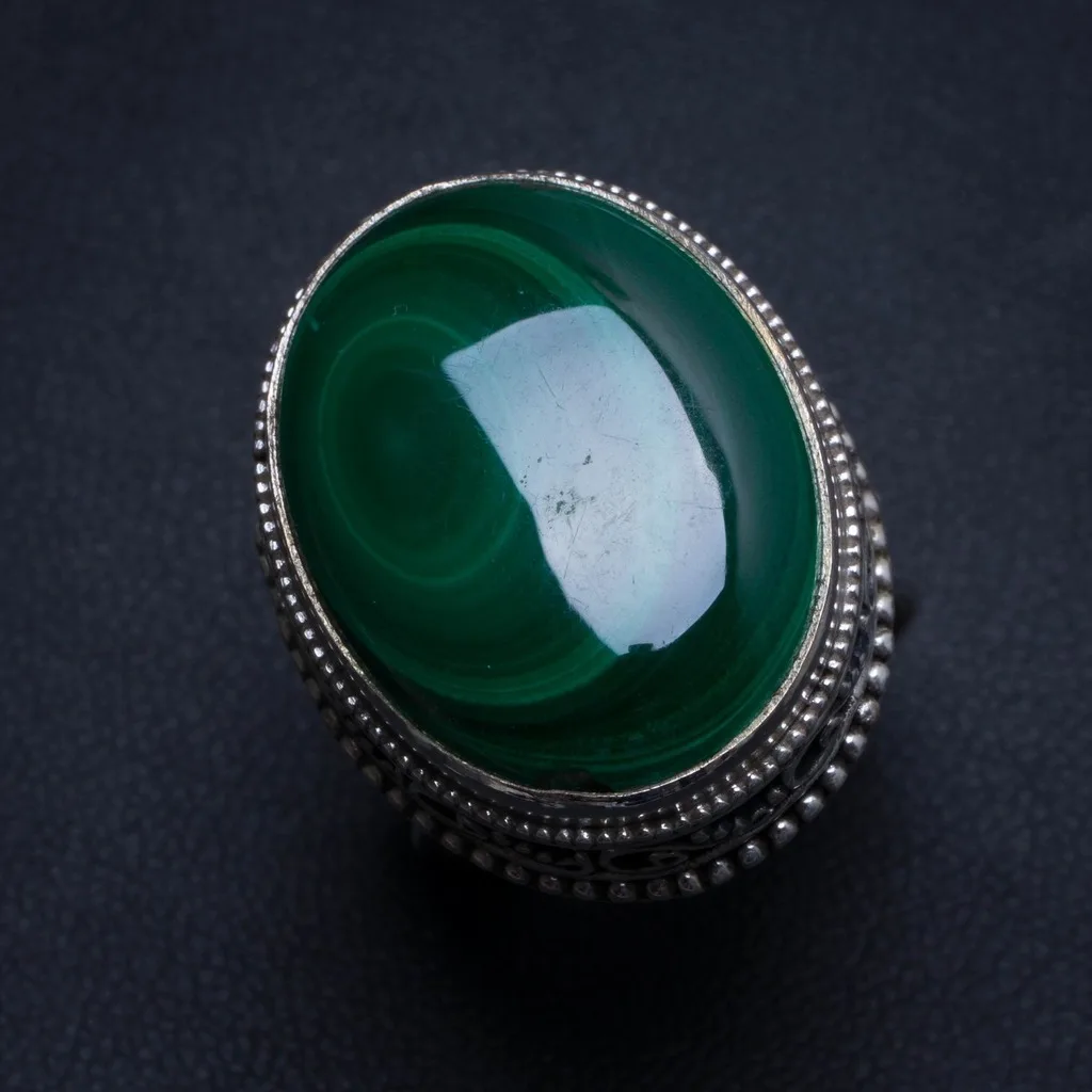 Natural Malachite Antique Design Handmade Boho 925 Sterling Silver Ring, US size 8.25 T6084
Natural Malachite Antique Design Handmade Boho 925 Sterling Silver Ring, US size 8.25 T6084