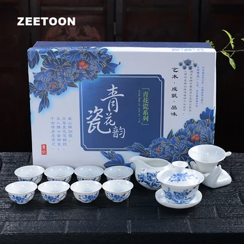 Blue and White Porcelain Kung Fu Tea Set Porcelain Ceramic Teapot Teacup Tureen Travel Tea Set
Blue and White Porcelain Kung Fu Tea Set Porcelain Ceramic Teapot Teacup Tureen Travel Tea Set