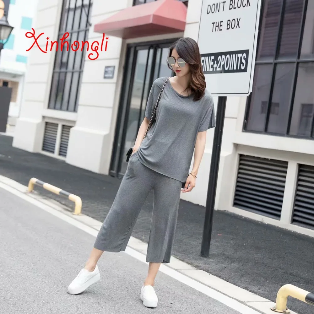 Plus size stretch knitted cotton loose two piece set 2019 new O-neck t shirt and pants new casual ladies summer set female
Plus size stretch knitted cotton loose two piece set 2019 new O-neck t shirt and pants new casual ladies summer set female
