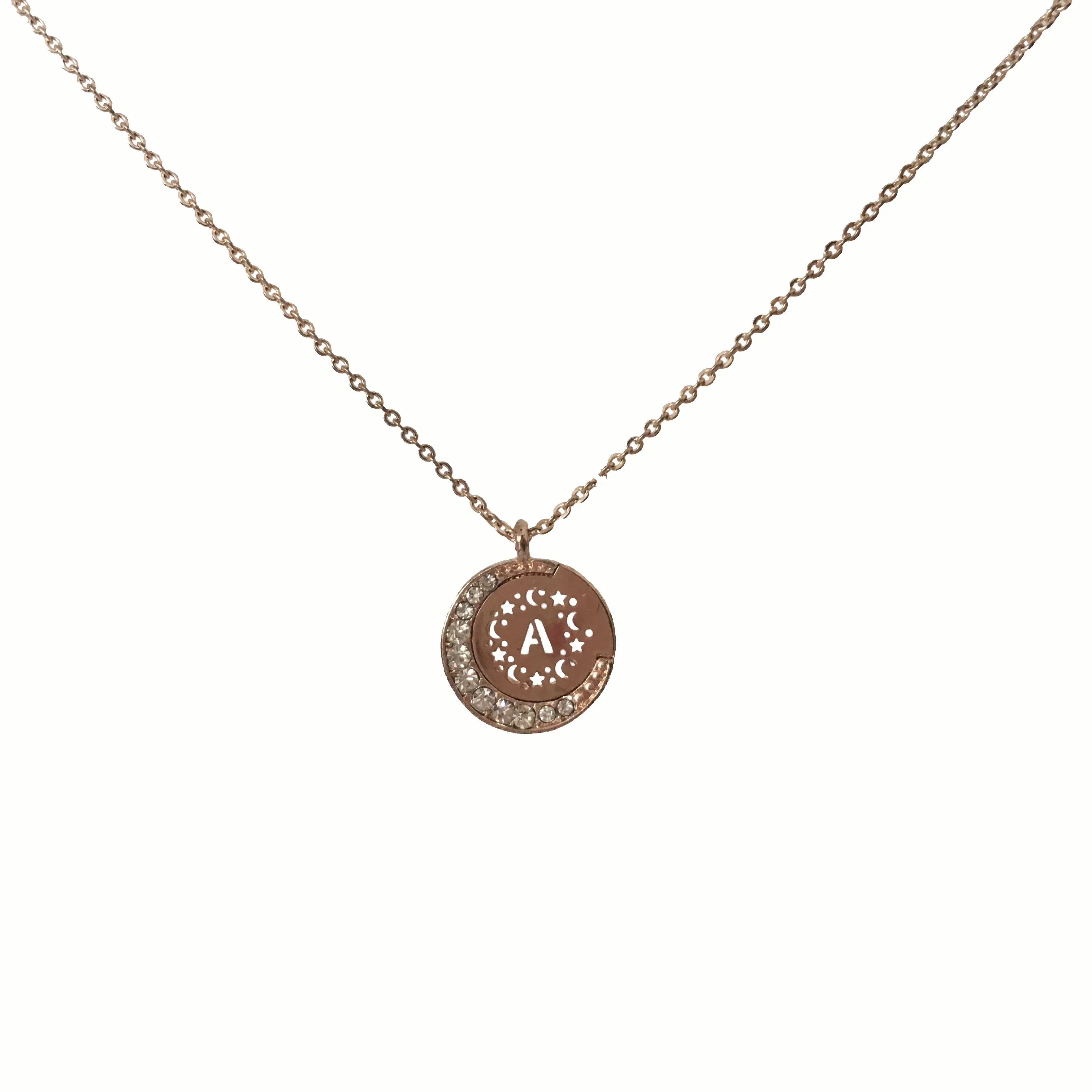 LOVELY ROSE GOLD COLOR PLATING MOON STAR FILLIGREE ROUND PENDANT NECKLACE FOR WOMEN
LOVELY ROSE GOLD COLOR PLATING MOON STAR FILLIGREE ROUND PENDANT NECKLACE FOR WOMEN
